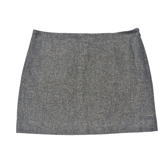 J. Crew Skirt Mini Tweed Wool Blend Gray Gold Metallic  Size 12 - Picture 1 of 8